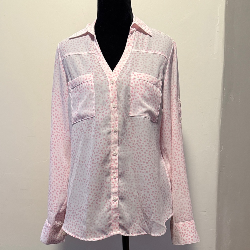 Express Pink Polka Dot Women's Button down
